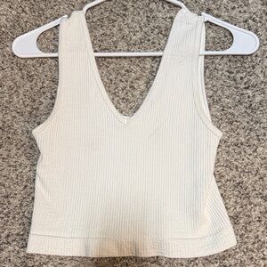 American Threads Cream V-Neck Tank Top